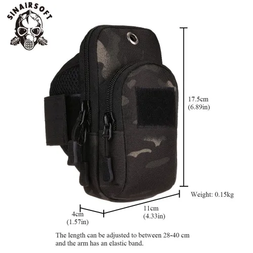 SINAIRSOFT Multifunction Sports Running Pouch  Tactical  Arm Band Bag Canvas Waterproof Protective Bag for Mobile Phone Cycling Adjustable Wrist Bag