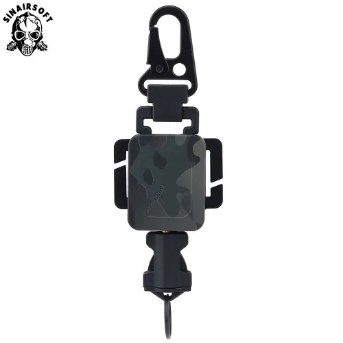 SINAIRSOFT Tactical Retractable Metal Steel Key Ring Chain Nylon Rope Belt Clip Keychain