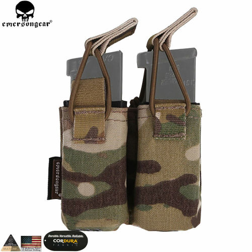 EMERSONGEAR Tactical Molle Double Magzine 9mm Pistol Mag Pouch For SS Vest Open Top