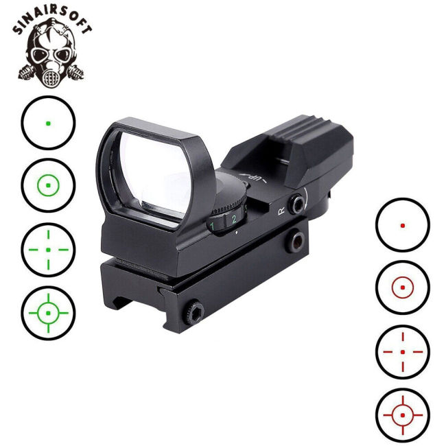 SINAIRSOFT Tactical Holographic Red Green Dot 4 Reticle Reflex Sight Scope 11mm Rail Mount