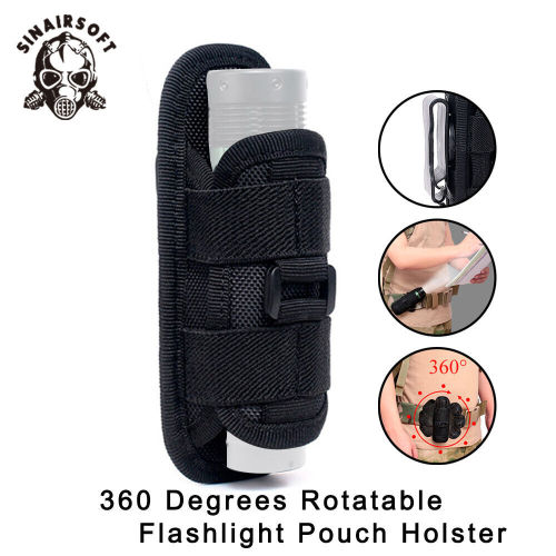  SINAIRSOFT Flashlight Holster LED Tactical Light Holder Belt Clip Case Rotate Waist Pouch