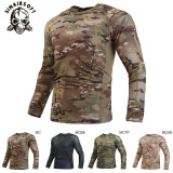 SINAIRSOFT Men's Shirt Tactical Combat Camo Slim Fit T Shirt Airsoft  Camouflage Long Short Sleeve Hunting Shirt