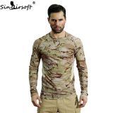 SINAIRSOFT Men's Shirt Tactical Combat Camo Slim Fit T Shirt Airsoft  Camouflage Long Short Sleeve Hunting Shirt