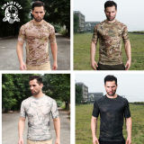 SINAIRSOFT Tactical Short Sleeve Camo Tops Combat T-Shirt Breathable Mens Shirts Training