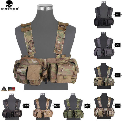 EMERSONGEAR Tactical Combat Chest Rig UW Gen Split Front Harness Vest Airsoft +Pouch