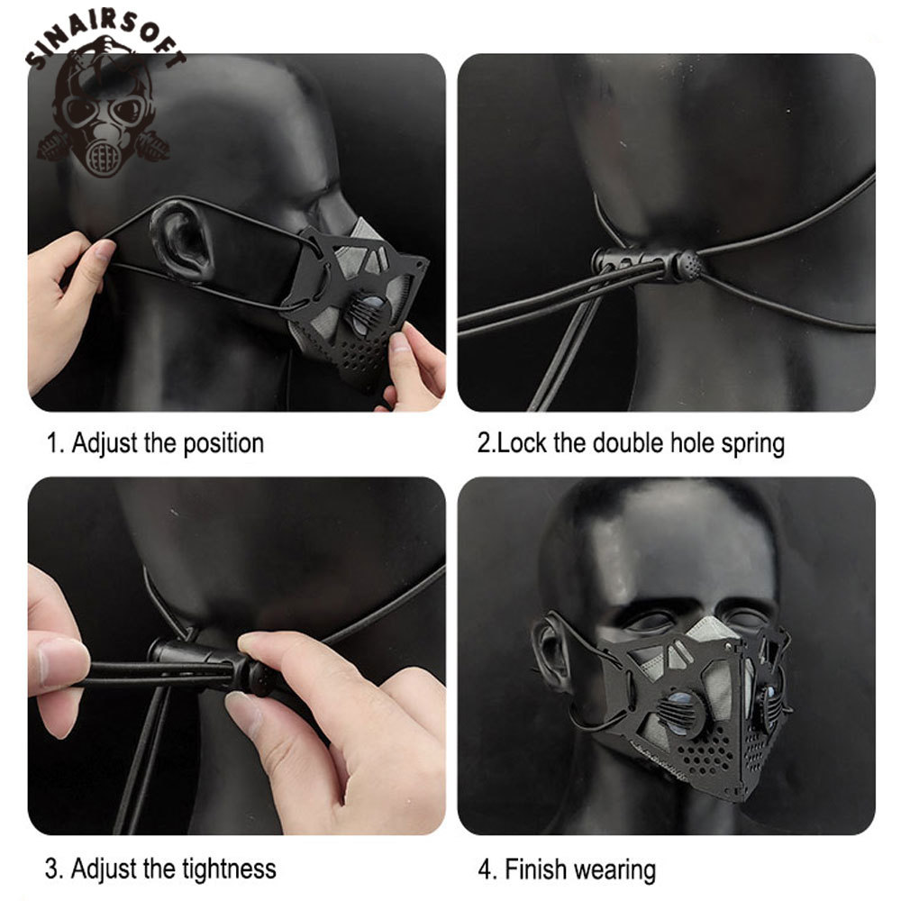 SINAIRSOFT Tactical Cyberpunk Face Mask Replaceable Half