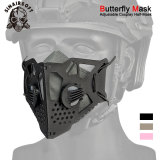 SINAIRSOFT Tactical Cyberpunk Face Mask Replaceable Half-mask Filter Adjustable Strap Halloween Cosplay Butterfly Mask Airsoft Paintball