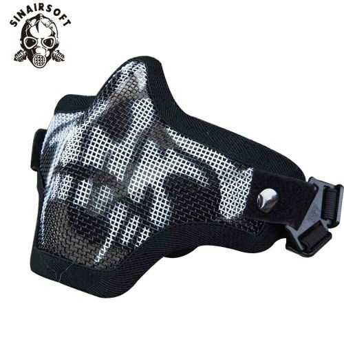  SINAIRSOFT Tactical Steel Mesh Half Face Mask Airsoft Head Protection Strike Paintball Mask