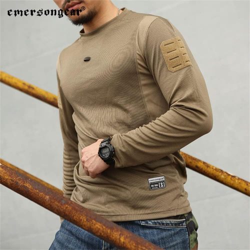 EMERSONGEAR Men's Military Army Combat Long Sleeve Shirt Tactical Airsoft Paintball Hiking Quick Dry Slim Fit T-Shirt
