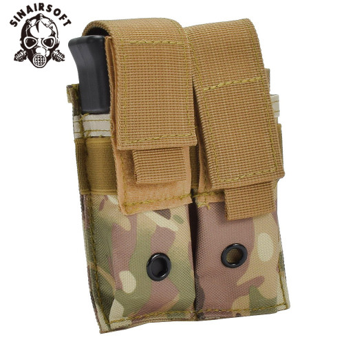 SINAIRSOFT 9MM Nylon 600D Tactical Molle Dual Double Pistol Mag Magazine Pouch Holster Belt
