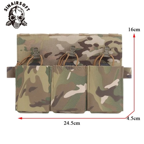 SINAIRSOFT Tactical Triple Magazine Pouch Molle Rifle Mag Holder 5.56 762 Placard w/ Insert