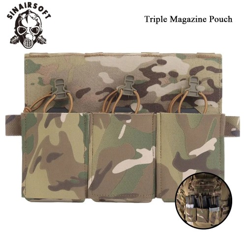  SINAIRSOFT Tactical Triple Magazine Pouch Molle Rifle Mag Holder 5.56 762 Placard w/ Insert