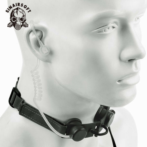  SINAIRSOFT Tactical Throat Vibration Mic Headphone Headset Microphone NATO Plug for Radio