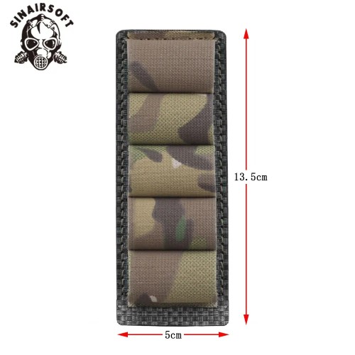 SINAIRSOFT Tactical 5 Rounds 12 Gauge Shotgun Ammo Pouch Hanging Molle  Hunting Gun Carrier Holder Bullet Cartridge Accessories