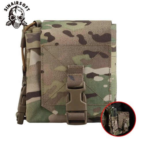 SINAIRSOFT Large Multi-Purpose Side Bag with Radios Water Bottles Molle Mount Tactical Expansion Accessory Bag