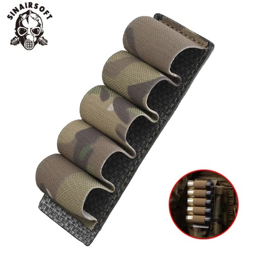SINAIRSOFT Tactical 5 Rounds 12 Gauge Shotgun Ammo Pouch Hanging Molle  Hunting Gun Carrier Holder Bullet Cartridge Accessories