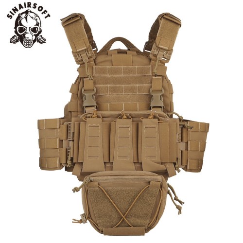 SINAIRSOFT ARC Tactical Vest Tubes Quick Release Plate Carrier MOLLE w/ Dump Sub Mag Pouch