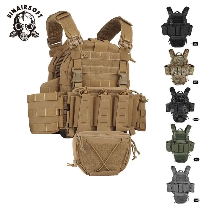 SINAIRSOFT ARC Tactical Vest Tubes Quick Release Plate Carrier MOLLE w/ Dump Sub Mag Pouch
