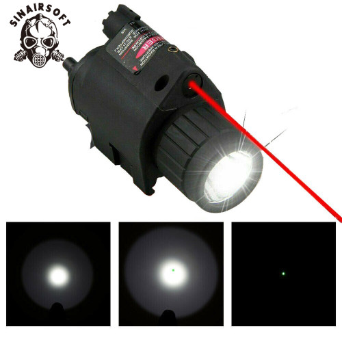  SINAIRSOFT Tactical LED Flashlight Red Green Dot Laser Sight Torch For Airsoft Rail Pistol