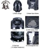 SINAIRSOFTTactical Helmet Tracer Airsoft Full Face Adjustable Size With Visor Goggles Cosplay Middle Age Mask
