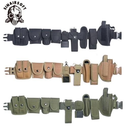 SINAIRSOFT Police Guard Tactical Belt Buckles With 9 Pouches Utility Kit Security System