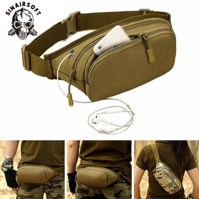 SINAIRSOFT 1000D Nylon Tactical Sport Waist Bag Functional Fanny Running Fishing 5.7 Inches Phone Belt Trekking Bags