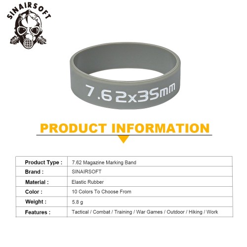 SINAIRSOFT Tactical SI Magazine Marking Band 762X35mm Elastic Identification Binding Rubber Band