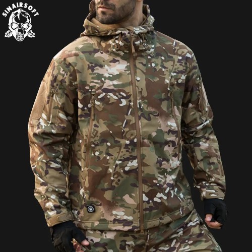 SINAIRSOFT Men Tactical Softshell Jackets Outdoor Waterproof Sport Camouflage Hunting Camping Hiking Jacket Windbreaker