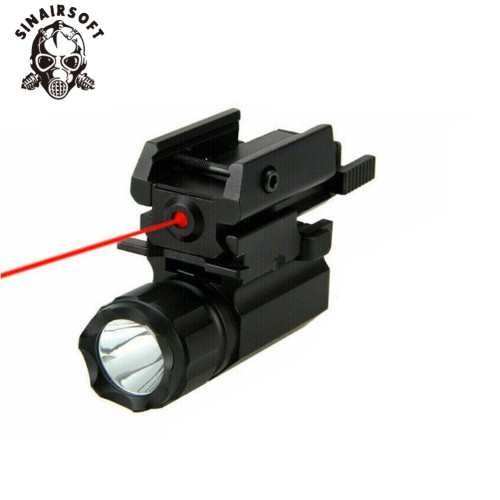 SINAIRSOFT Tactical Pistols LED Flashlight &Red Laser Sight Combo For Glock 17 19 20mm Rail
