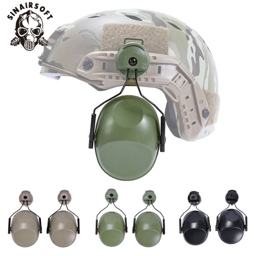 SINAIRSOFT Tactical Stand style Pickup and Noise Reduction Earmuffs Outdoor FAST Helmet Rail Suspension Multi functional Sound Insulation and Noise Reduction Earmuffs