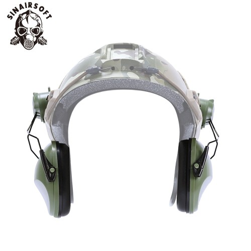 SINAIRSOFT Tactical Stand style Pickup and Noise Reduction Earmuffs Outdoor FAST Helmet Rail Suspension Multi functional Sound Insulation and Noise Reduction Earmuffs
