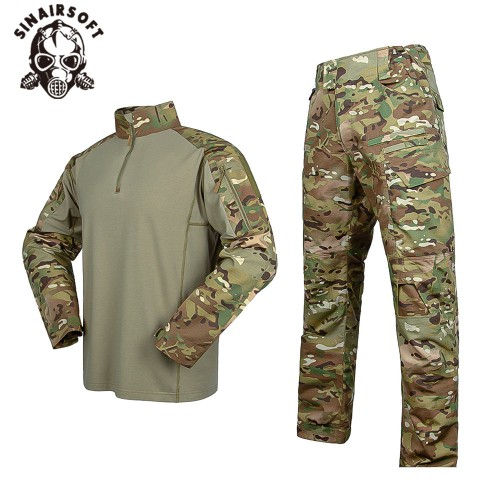 SINAIRSOFT Tactical Men's G4 Frog Set Outdoor Airsoft Camouflage Waterproof Sports Suit Soft Quick Drying Tactical Training Shirt Pants