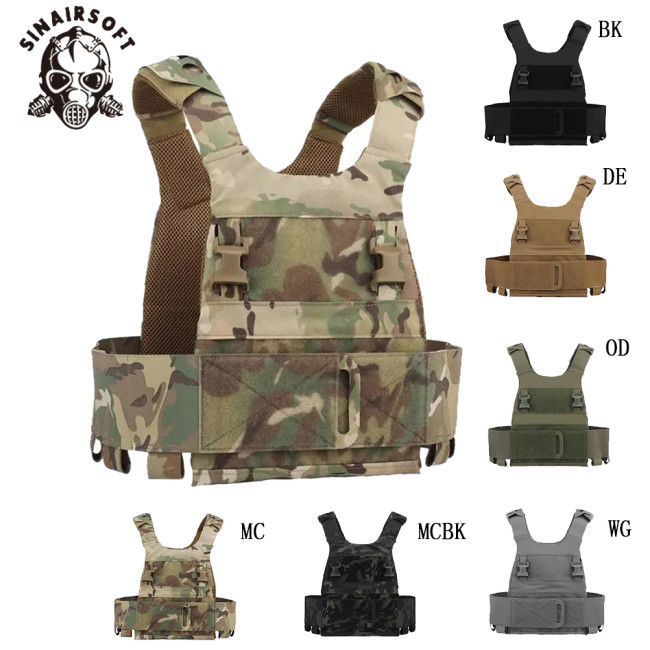 SINAIRSOFT Tactical Low Vis Slick Low Profile Vest Combat Plate Carrier Airsoft Armor Vest