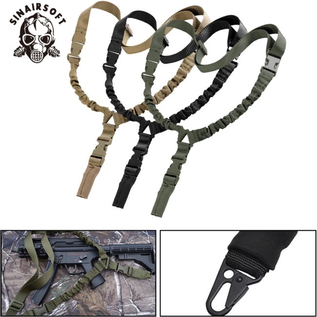 SINAIRSOFT Tactical 1 One Single Point Rifle Sling Bungee Airsoft AEG Gun Adjustable Strap