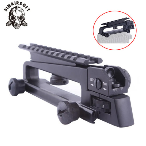 SINAIRSOFT AR15 Metal Detachable Black Carry Handle Dual Apertures A2 Rear Sight and Picatinny Rail Combo Mount For M4 M16 hunting parts