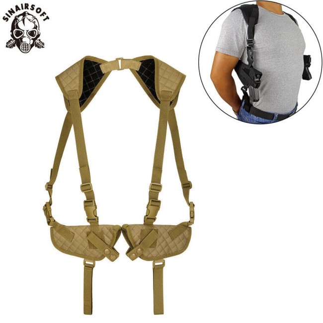 SINAIRSOFT Tactical Universal Left Right Double Pistol Shoulder Gun Holster Concealed Pouch