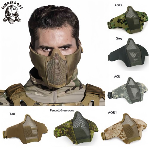 SINAIRSOFT Tactical Airsoft Mask Metal Mesh Half Face Paintball Hunting Mask