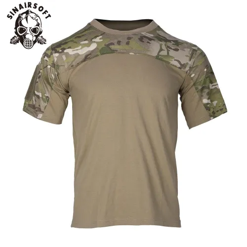 SINAIRSOFT Tactical Short Sleeved Camouflage T-shirt Men's Outdoor Sports T-shirt Breathable Quick Drying Short Sleeved Shirt