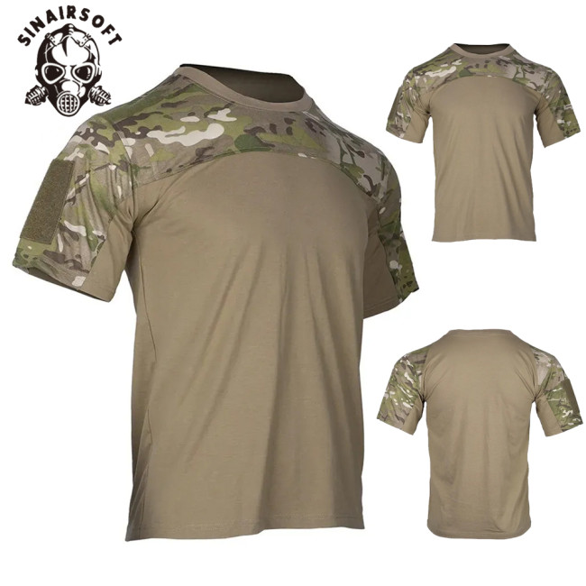 SINAIRSOFT Tactical Short Sleeved Camouflage T-shirt Men's Outdoor Sports T-shirt Breathable Quick Drying Short Sleeved Shirt