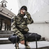 SINAIRSOFT Men's Lightweight Tactical Hoodie Outdoor Camo Lightweight Performance Pullover Hoodie Tiger Stripe Sports Coat