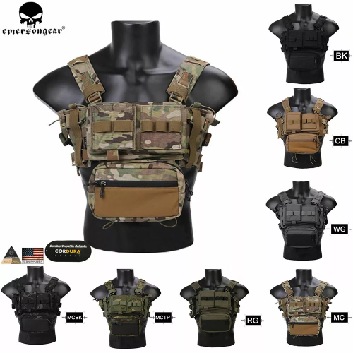 EMERSONGEAR Tactical Chest Rig MK3 Micro Fight Adjust Classic Carrier w/ 5.56 Pouch