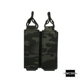 SINAIRSOFT Tactical Double Pistol MAG Pouch 9mm Magazine Holder For Belt MOLLE Laser Cut Elastic Bungee Cord Retention Hunting