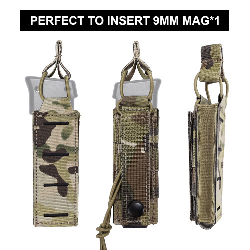 SINAIRSOFT Tactical Pistol Magazine Pouch 9mm Extended Single Mag Pouch Molle Holster Hunting Flashlight Torch Holder Airsoft Accessories