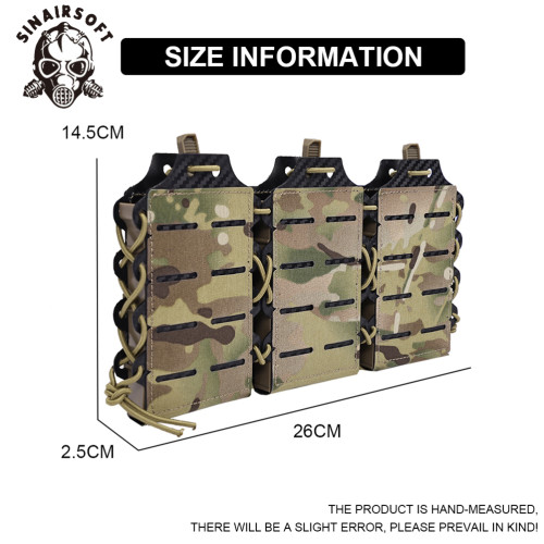 SINAIRSOFT Tactical Rifle 5.56/7.62 Triple Magazine Pouch Molle Top Open Mag Laser Cut Tool Bags Pouch for M4 AK Magazines Holster