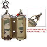 SINAIRSOFT Tactical Pistol 9mm Double Magazine Pouch Elastic Mag MOLLE Tegris Carrier Pouch