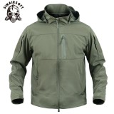 SINAIRSOFT Men's Tactical Soft Shell Polyester Windbreaker Coat Outdoor Waterproof Casual Hooded Jacket Coat