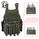 SINAIRSOFT Tactical Vest Molle Combat Airsoft Quick Release Plate Carrier W/ Mag Pouches