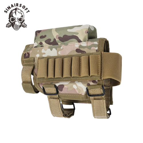 SINAIRSOFT Adjustable Tactical Butt Stock Rifle Cheek Rest Pouch Bullet Holder Nylon Riser Pad Ammo Cartridges Bag For . 300. 308 Winmag