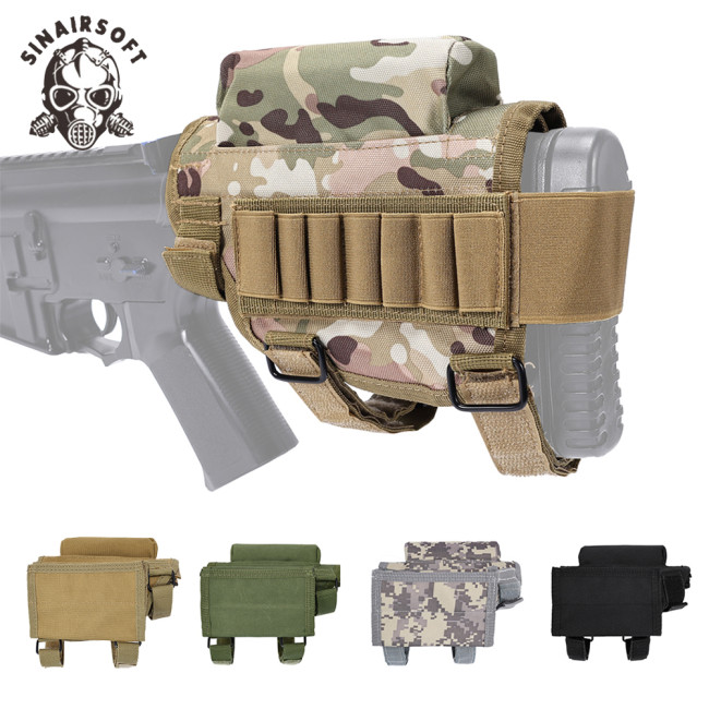 SINAIRSOFT Adjustable Tactical Butt Stock Rifle Cheek Rest Pouch Bullet Holder Nylon Riser Pad Ammo Cartridges Bag For . 300. 308 Winmag