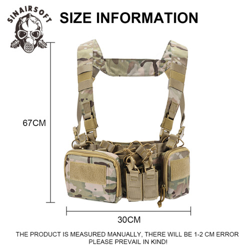 SINAIRSOFT Tactical H-harness Chest Rig 500D Nylon Vest Army Pack Magazine Down Hanger Utility Belly Pouch Molle Men Nylon Airsoft Hunting